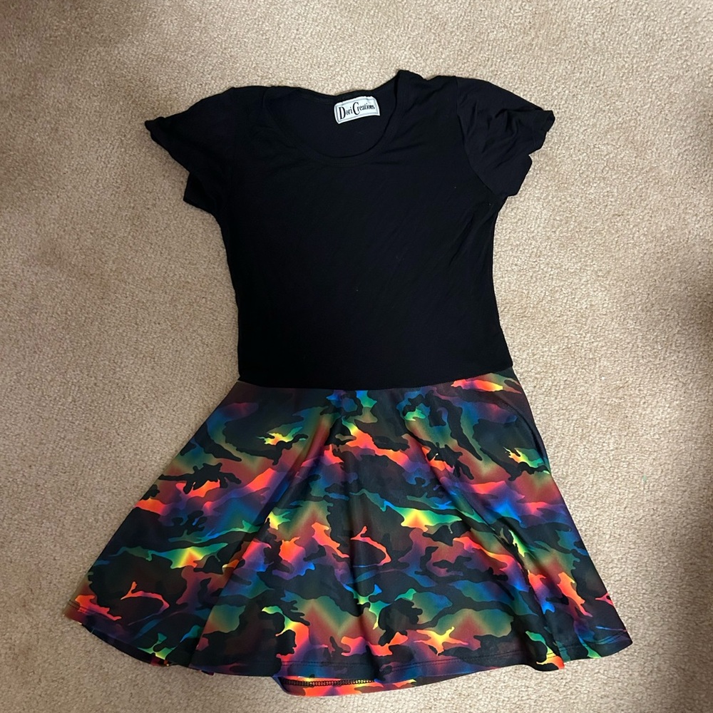Dori Creations Black and Multicolor camo bottom Casual Dress